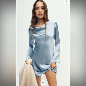 Reformation Pike Satin Dress Blue - Size XL